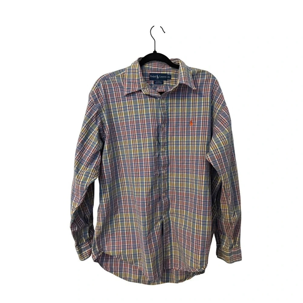 Polo Ralph Lauren Blake Mens Large Plaid Button Down‎ Shirt Multicolor Cotton L